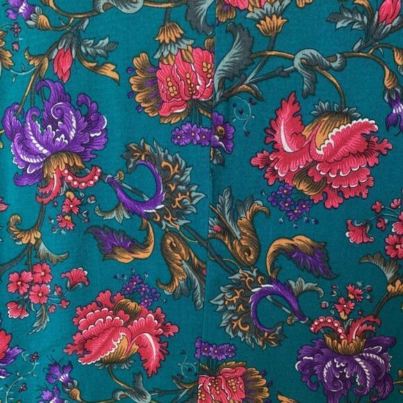 Vintage Alfred Dunner Teal Floral Damask Print Short Sleeve Shirt - Picture 8 of 9